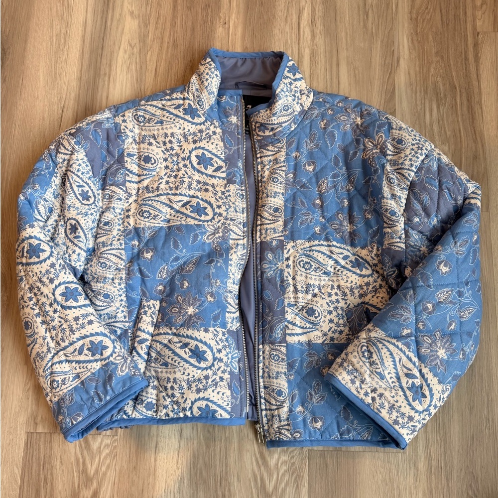 7 For All Mankind Blue and White Paisley Jacket